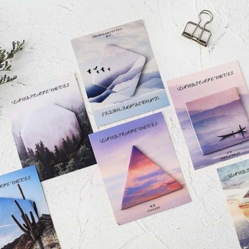 30 Pages Memo Pad Sticky Notes Geometric Natural Scenery Series Paper Bookmark Planner School Supplies Stationery Index Stickers