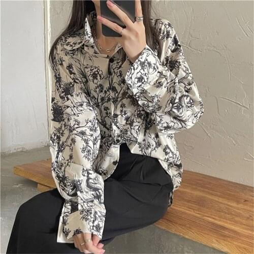 Alien Kitty Chic Mujer Shirts Florals Office Ladies Retro Autumn 2021 Full Sleeves Elegant Vintage Casual Blouses Femme Tops