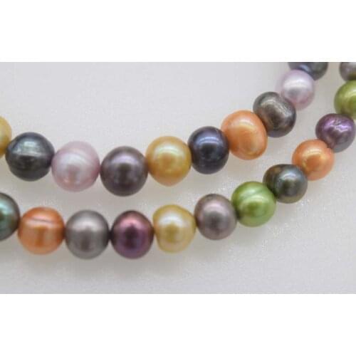 Loose beads multicolor near round freshwater pearl 9-10mm 14" for DIY jewelry making FPPJ wholesale beads nature