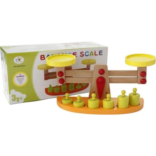 Wooden Balance Scale Weights Set Preschool Learning Toy for Kids Children