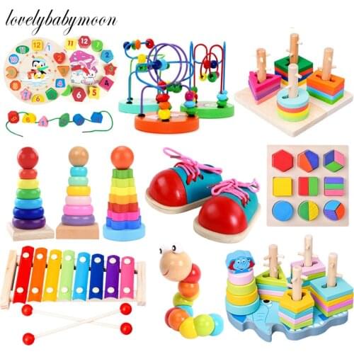 Baby Educational Toys Wooden Puzzle BlocksToys Montessori Early Learning Baby Birthday Christmas New Year Gift Toys for Children