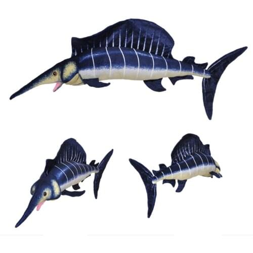 Fancytrader Simulated Plush Sailfish Stuffed Toys Big Soft Animals Blue Fishes Doll 110cm 43'' Kids Gifts