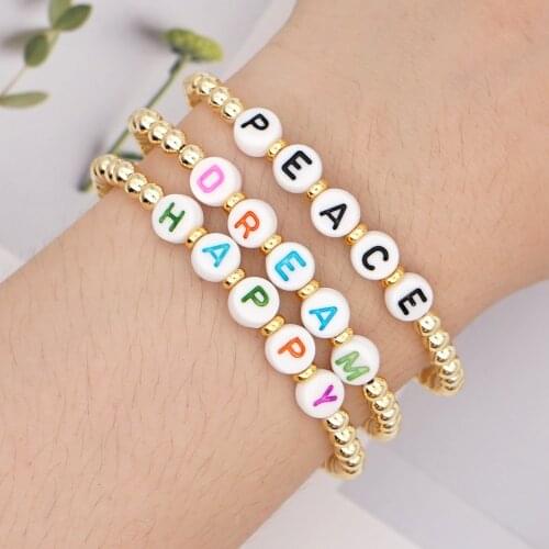 GO2BOHO Women Bracelet Bracelets Colorful Letter Breslet For Girls Trendy 2020 Jewelry Fadeless Gold Color Plated Beads Armbands
