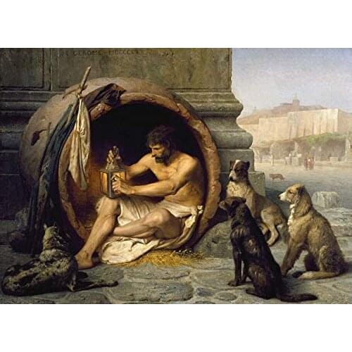 Canvas Art Print Male Portrait Diogenes Greek Philosopher with Dogs Oil Painting