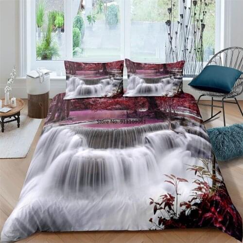 Landscape Waterfall 3D Bedding Set 2/3PCS Duvet Cover Sets Pillowcase Soft Bedspreads Single Double Queen King Size Home Textile