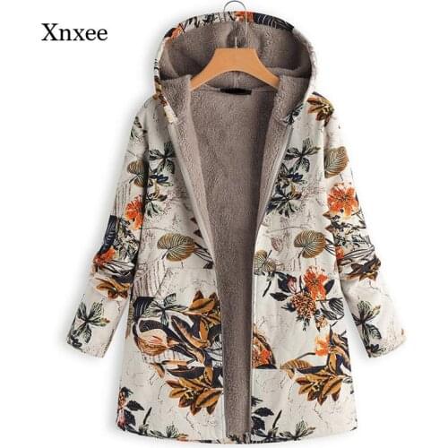 New Padded Jacket Women Oversized Floral Hooded Winter Warm Jacket Flower Print Hoody Vintage Coats Winter Women Parkas Clothing