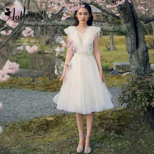 Summer Vintage Elegant Mesh Ball Gown Dresses Dot White O Neck Petal Sleeve Women Dress Office Sexy Vacation Party Dress Vestido