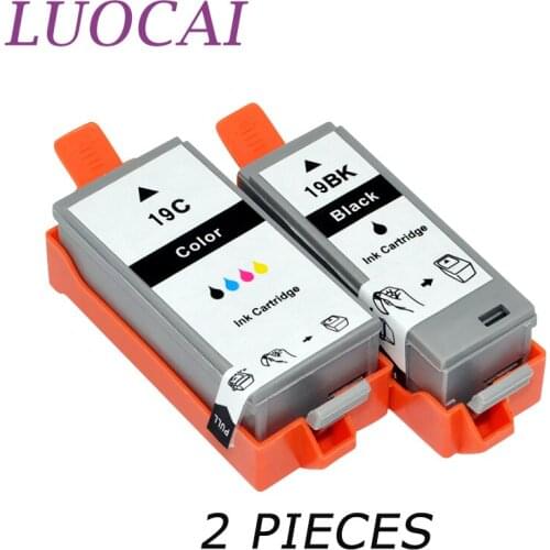 LuoCai 2 Pieces Ink Cartridges Compatible For Canon BCI-19 BCI-19BK BCI-19C PLXUS IP100 MINI260 MINI360 Printers