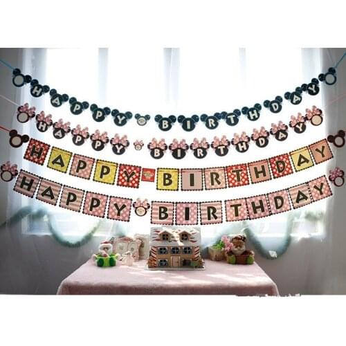 Lovely Birthday Party Decoration Set Birthday Mouse Theme Baby Birthday Party letter hanging garland