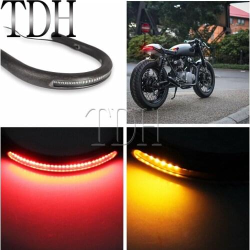 Motorcycle 170mm Cafe Racer Rear Seat Frame Hoop Loop Brat Seat End With Turn Signal Brake Tail Light