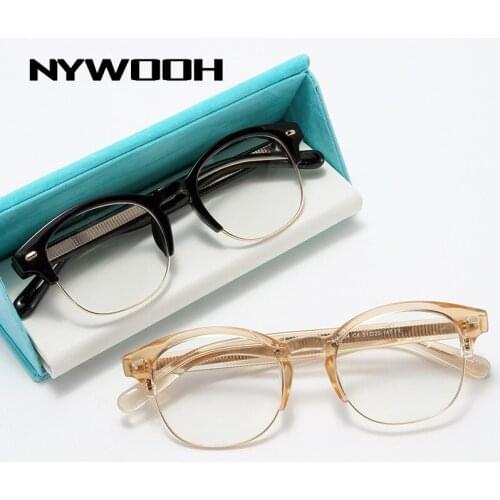 NYWOOH Anti Blue Light Glasses Frames Men Acetate Myopia Optical Eyeglasses for Women Classic Half Frame Computer Eyewear