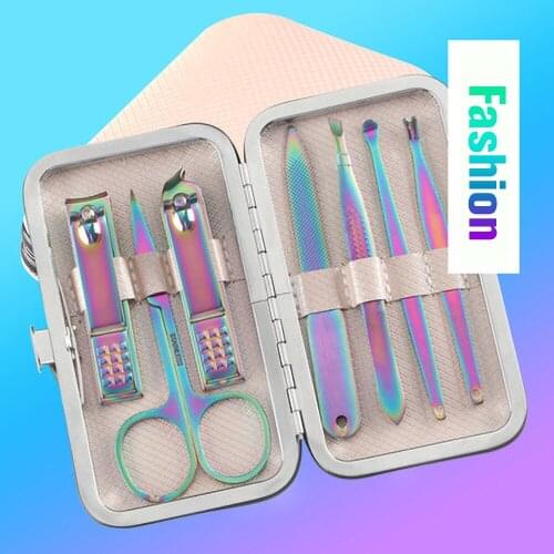 Color Titanium Nail Clippers Set 7 Pieces Stainless Steel Nail Clippers Nail Scissors Beauty Nail Manicure Pedicure Tool