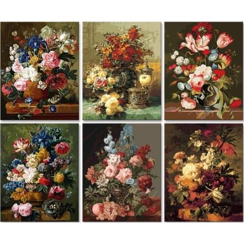 5D DIY Poured Glue Diamond Painting Kits Flowers Full Roud With AB Drill Frameless Home Decor Unique Gift Embroidery Mosaic Art