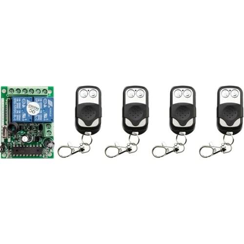New DC12V 10A 2CH 2Channe Radio Remote Control Switch Receiver 4* Metal Push Button Transmitter Fixed code