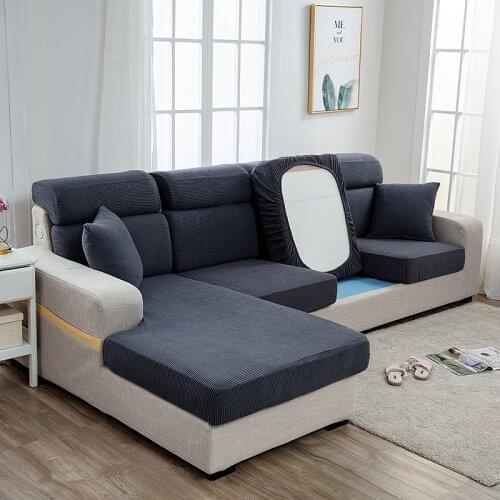 Solid Color Elastic Sofa Seat Cushion Cover for Living Room Furniture Protector Stretch Sofa Slipcover Couch Cover Removable