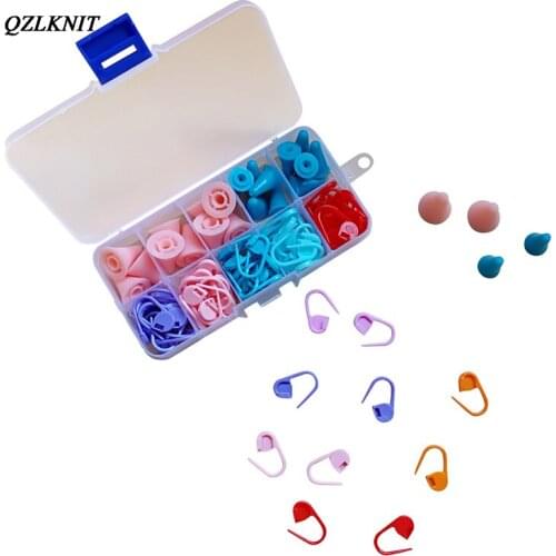 QZLKNIT Colorful Plastic Safty Pins Needle Cap Soft Silicon Knitting Needle Cover DIY Weaving Tools Accessorie Mixed collocation