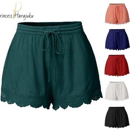 S-5XL Womens Shorts Summer Short Femme Sexy Lace Plus Size Rope Tie Shorts Sport Leggings Trousers Summer Shorts Feminino Shorts