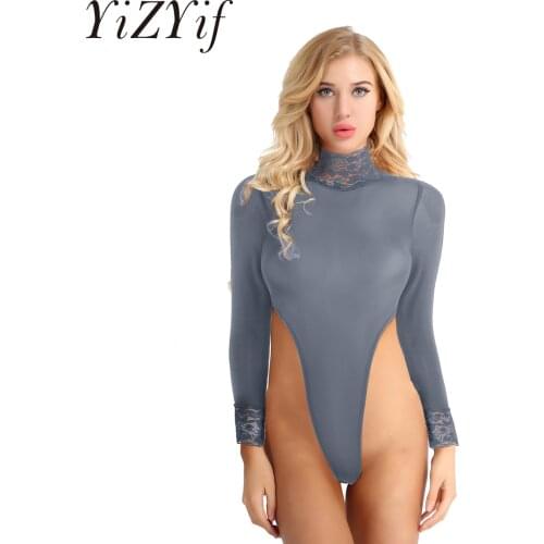 YiZYiF 2021 Sexy Lace Long Sleeve Bodysuit Women Tops See Through Skinny Bodycon Body Suit Rompers Basic Black Sexy Bodysuits