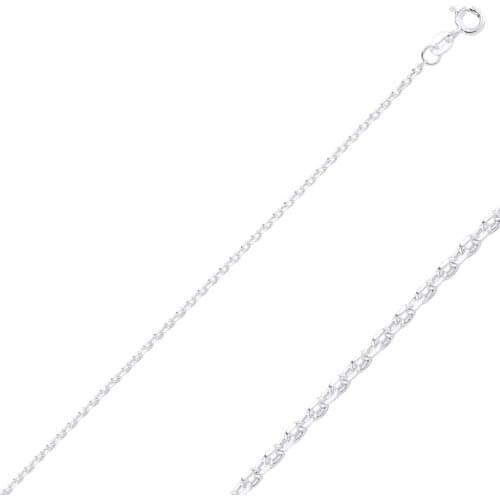 Silverlina Silver 60 Micron Tıraşlı Forse Rhodium Plated Chain Necklace