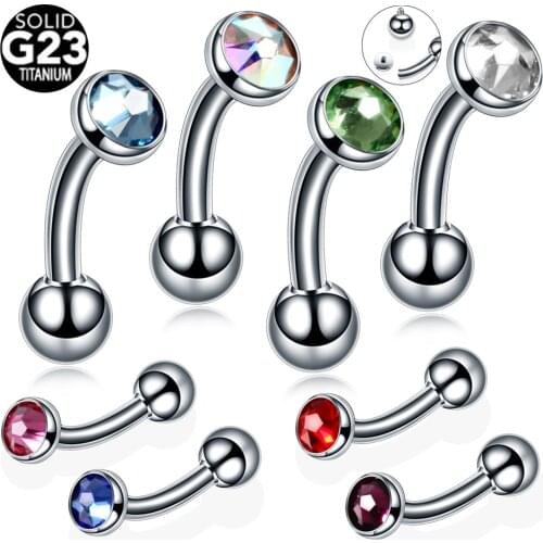 1PC Titanium Pussy Piercing Crystal Tongue Eyebrow Lip Piercing Gem Sexy Vagina Genital Piercing Daith Earrings Body Jewelry 14G