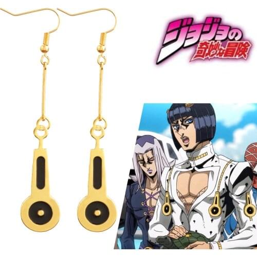 JoJos Bizarre Adventure Bruno Bucciarati Earrings Long Zipper Shape Earrings Riman Cosplay Accessories