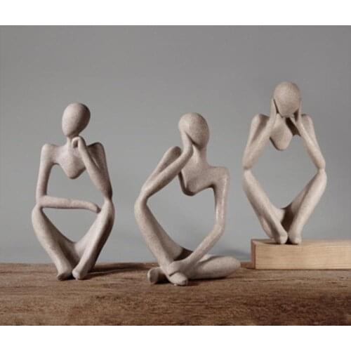 Nordic Abasract Thinker People Statue Resin Figurine Modern Art Crafts Desktop Handmade Crafts Sculpture Home Office Decoration