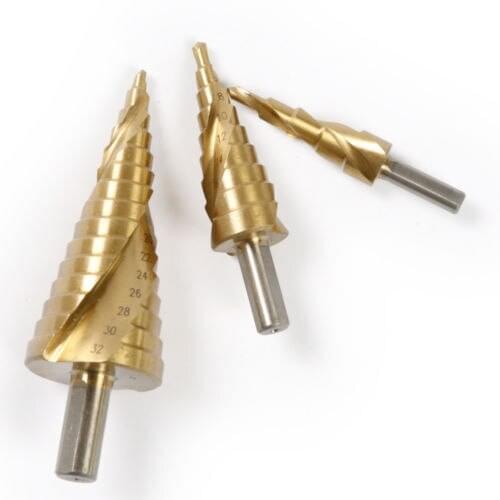 Fixmee 3 HSS Sprial Grooved Steel Step Drill Cone Cutters Hole Cut Tool Set 4-12/20/32mm