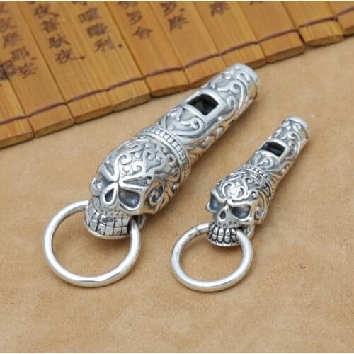 Handmade 925 Silver Skull Whistle Pendant vintage thai silver skull jewelry man pendant punk jewelry gift