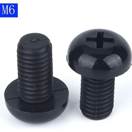 M6 x 1.0 Black Nylon Pan Round Head Phillips Screws Plastic Machine Screws bolts