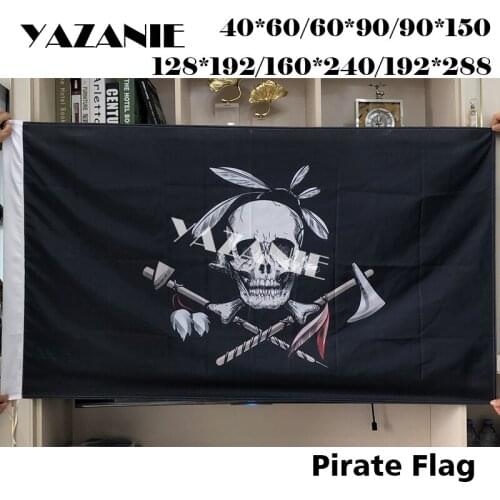 YAZANIE Any Size Pirates Flag Double Broken Skull Headband Crossbones Pirates Flag Jack Rackham Jolly Roger Flags and Banners