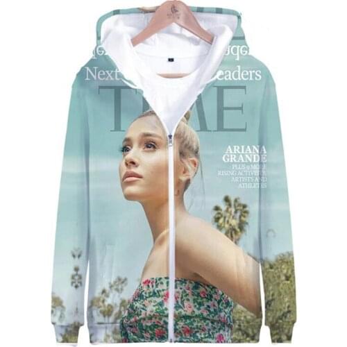 Moletom KPOP Ariana Grande 3D Printed Women Hoodies Sweatshirts No Tears Left To Cry Long Sleeve Fleece Hooded Zipper Jacket