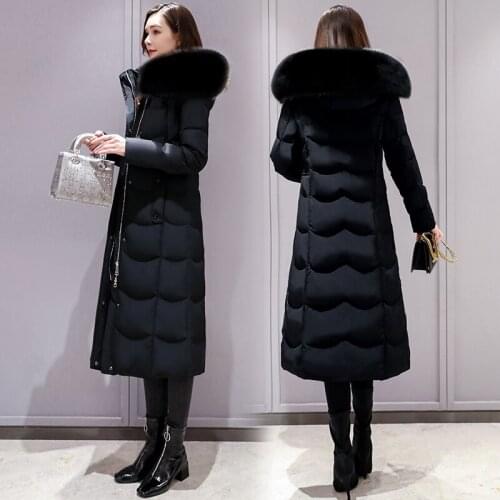 Women 90% White Duck Down Jacket Coat 2021 New Thick Warm Long Down Coat Female Outerwear Raccoon Fur Hooded Winter Jacket