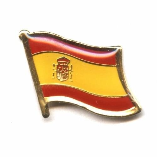 Spain country flag lapel pin badge+Iron plated brass+paints+epoxy+butterfly back button-Free shipping(350 pcs/lot)