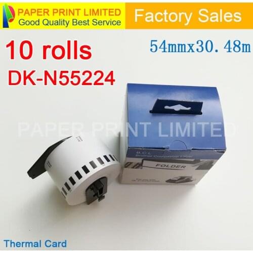 10 Rolls Generic DK-N55224 Label Non-Adhesive 54mm*30.48M Compatible for Brother Printer QL-570/700 All Come with Plastic Holder