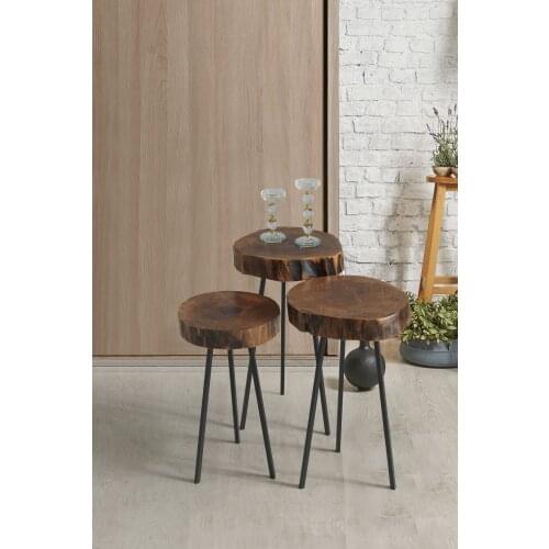 Billet Walnut Zigon Coffee Table 3 pcs side coffee table coffee table tea table antique coffee table