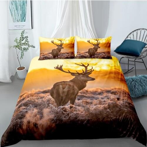 3D Duvet Cover Sets Bedding Sets Bedding Bag Pillow Shams King Queen Full Double Size Animal Deer Custom Design Bedding sets