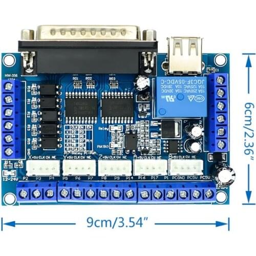 5 Axis Breakout Board Optocoupler Isolation with USB Cable for stepper Motor Driver MACH3 Parallel Port Control