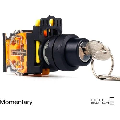 5 PCS Push button switch Selector switch Key-operated 3-Position Latching OR Momentary Waterproof IP65 LA115-B1-11YS-F