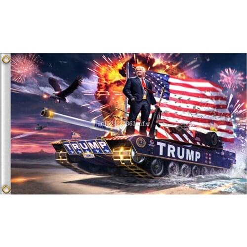 50pcs TRUMP TANK Flag 90x150cm Digital Print Polyester Banner 3*5 FT Big Hanging Trump Flag Wholesale
