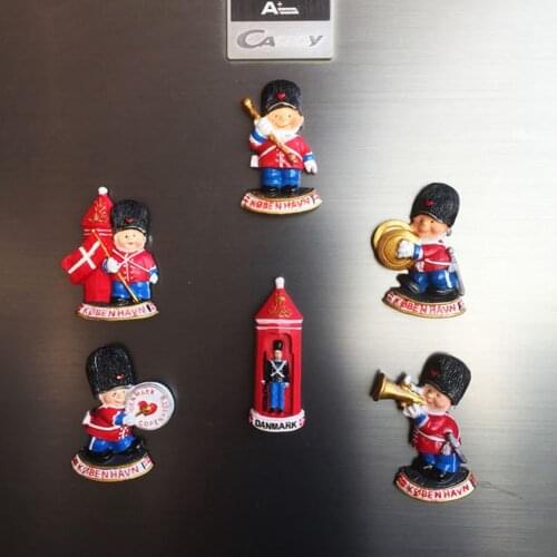 6pcs/lot Denmark Copenhagen Royal Palace Square Royal Guard of Honor Three-dimensional Travel Souvenir Refrigerator Set