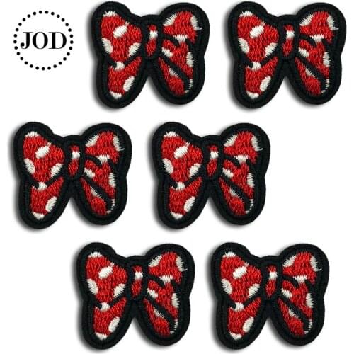 6 Pieces Mini Patch Embroidery Bow DIY for Scrapbooking Clothes Stickers Sewing Cartoon Badges Iron on Patches for Clothing JOD