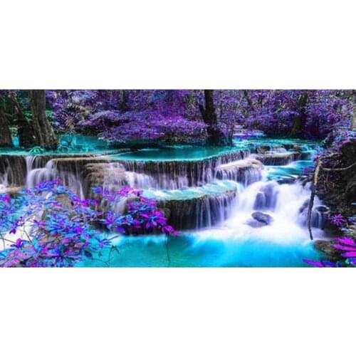 New product hot super soft canvas AB diamond painting woods 5d DIY diamond embroidery waterfall scenery mosaic home decoration