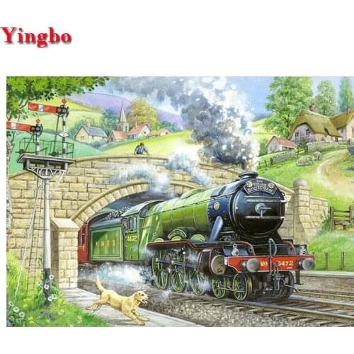 Retro train Diamond Embroidery Full Square Round Drill 5D DIY Diamond Painting Cross Stitch Handicraft Needlework Home Decor