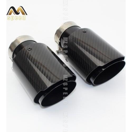 Car accessories exhaust muffler tail throat straight edge bright surface carbon fiber black stainless steel for BMW E46 E90