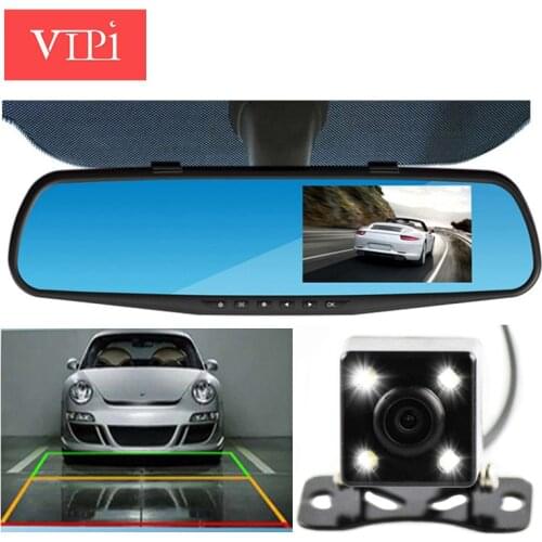 Dual lens car camera rearview mirror auto dvrs cars dvr full hd 1080p night dash cam parking video recorder registrator