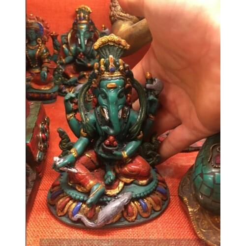 Free Shipping 10cm Exquisite Turquoise Color Tibetan Buddha Elephant God of Wealth