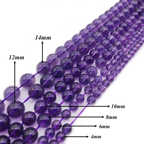 Natural Stone Loose Bead AmethystRound Beads for Women DIYJewelry Making Bracelets Necklaces Multiple Purposes J236