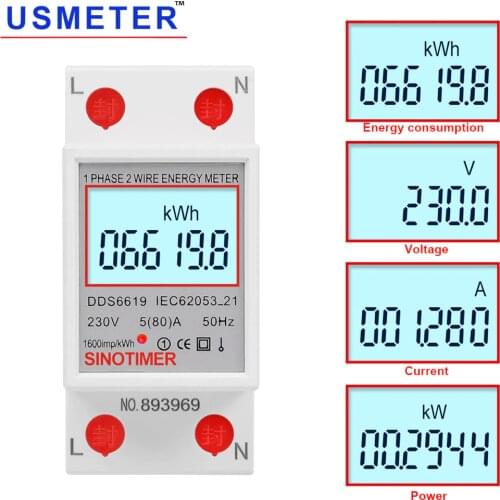 NEW Household Single Phase DIN Rail kwh Meter Energy Saving Wattmeter Power Consumption Meter Multifunctional Electricity