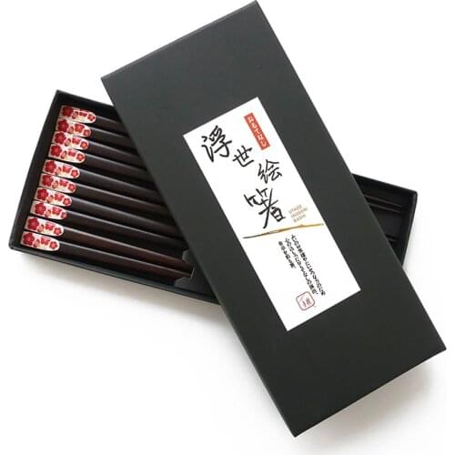Dropshipping 5pairs Wooden Chopsticks Hashi Japanese Chopstick Portable Noodle Sushi Chop Sticks with Gift Box Kitchen Tools