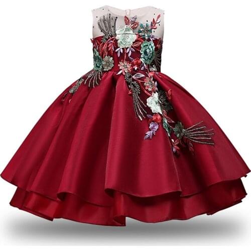 Kids Dress for Girls Embroidery 2-12 Years Baby Girl Dress for Wedding Party Elegant Formal Children Clothing Toddler Girl Dress